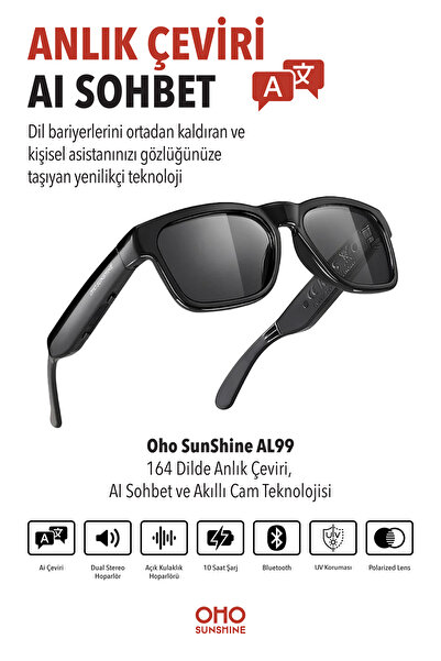 OhO sunshine Al99 5.2 Wireless Mavi Işık Koruma & 164 Dilde Anlık Çeviri, Yap...