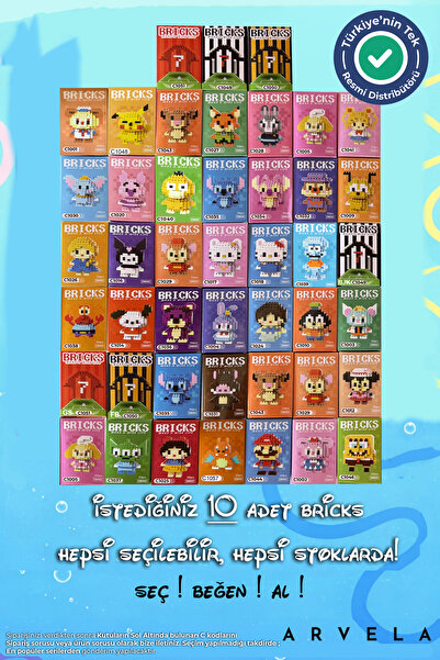 Arvela 10 Adet Bricks Marka Tamamı Seçmeli Mini Blok Seti - 10lu - Sen Ne Seç...