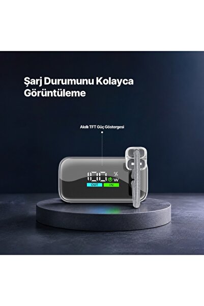 Ttec ReCharger Pro Max TFT 20.000mAh PD 45W USB-C ve Lightning Dahili Kablolu Taşınabilir Hızlı Şarj Aleti / Powerbank – 2BB281
