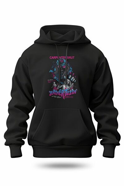 buzagi tasarım ürünleri Carpenter Brut Digital Print Hooded Unisex Sweatshirt