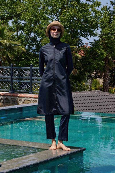 ZÜLAYS Reglan Sleeve Hijab Swimsuit Set Navy Blue