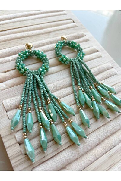 Luxiva Turquoise Color Dangle Bead Women's Earrings