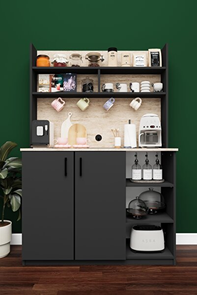 asratrend Modern Kahve Köşesi Dolabı %100 MDF Çok Amaçlı Erzak Depolama Dolab...