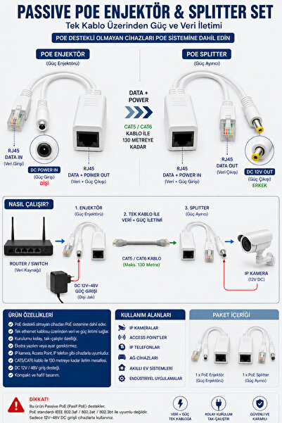 IRONSTAR POE ENJEKTÖR - IP POE KAMERA - PASİF POE ENJEKTÖR ADAPTÖR - PoE enje...