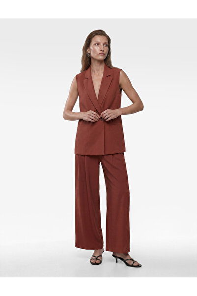 Koton X Melis Ağazat - Viscose Fabric Pocketed Double Pleated Detailed Straig...