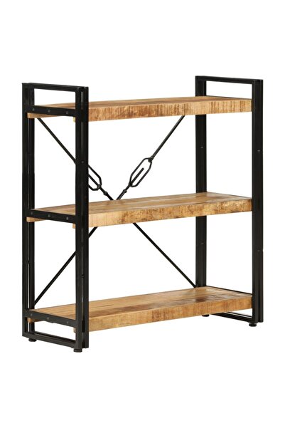 Concept Bibliotecă cu 3 niveluri, 77x30x80 cm, lemn masiv mango și fier