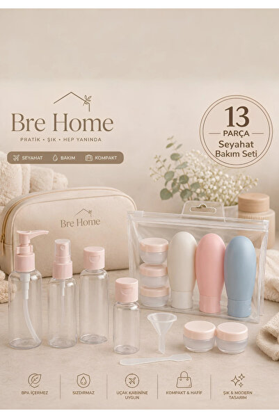 BRE HOME 12 Parça Seyahat Şişe Seti 3 Krem Kutulu Doldurma Aparatlı Uçak Kabi...