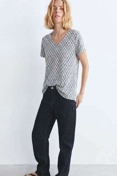 COTENCONCEPT Μπλουζάκι V-Neck Basic Με μείγμα βισκόζης