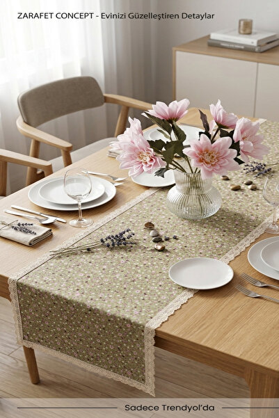 zarafet concept Modern Dekoratif Dantel Detaylı Vintage Runner 40x110cm