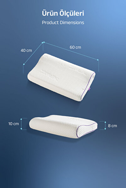 VİSCOTEX Ortopedik Boyun Destekli Visco Yastık, 60x40x10/8 cm. Beyaz