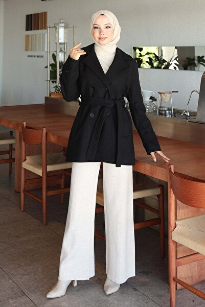 Missvalle Button Detailed Cashmere Coat Black 19274
