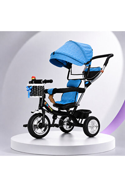 Bebelul Tricicleta pentru copii, cu maner parental, pedale si copertina regla...