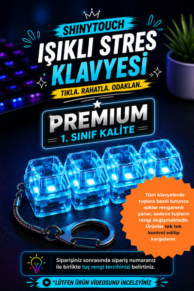 ShinyTouch Işıklı Klavye-Click Sesli Stres Giderici Oyuncak-Rastgele Renk Gön...