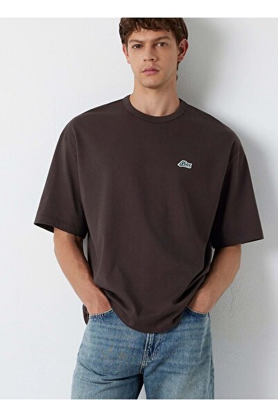 Mavi M0613503 Logo Nakışlı T-Shirt Erkek Tişort KAHVERENGİ