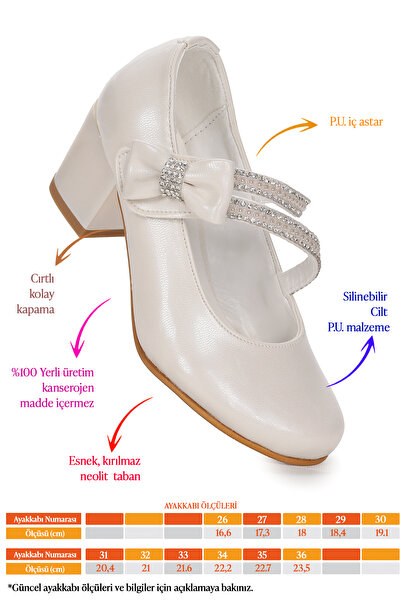 Kiko Kids Aisha Cilt Günlük Kız Çocuk 4 Cm Topuklu Abiye Ayakkabı