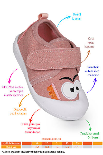 Kiko Kids Cookie Cırtlı Kız Bebek İlk Adım Ortopedik Günlük Ayakkabı