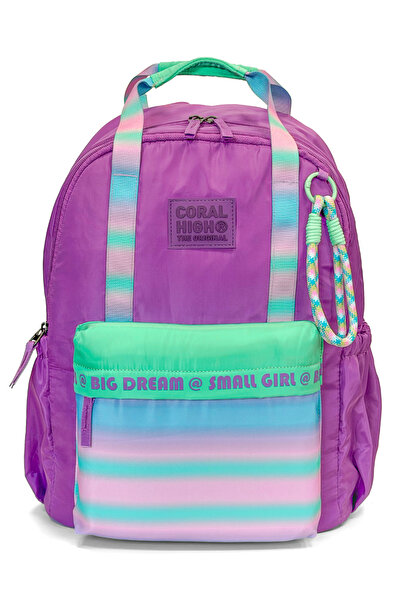 Coral High Purple Water Green School Backpack 24429