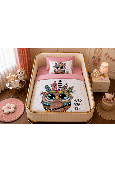 Fabeteks Wild and Free Owl Single Digital Baby Bedding Set