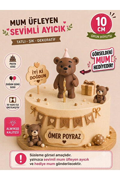 Mum Üfleyen Sevimli Ayıcık Figür 10cm