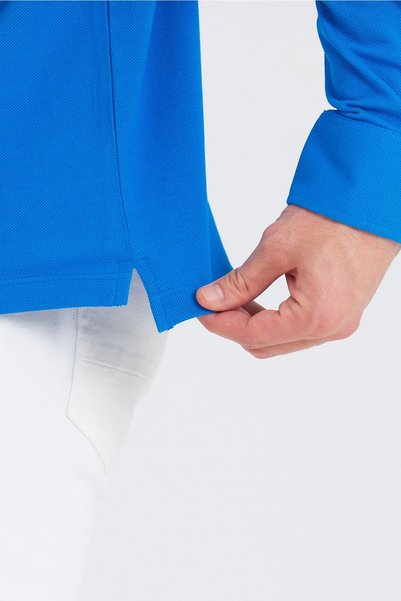 ENQUE Men's Polo Neck Comfort Long Sleeve Basic Petrol-Blue T-Shirt