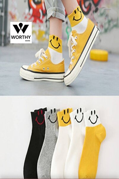 WORTHY SOCKS Pack of 5 Women's Multicolored Cotton College Tennis Socks