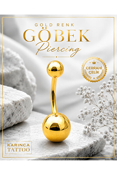 Karınca Piercing Altın Rengi Göbek Piercingi (Karınca Tattoo)