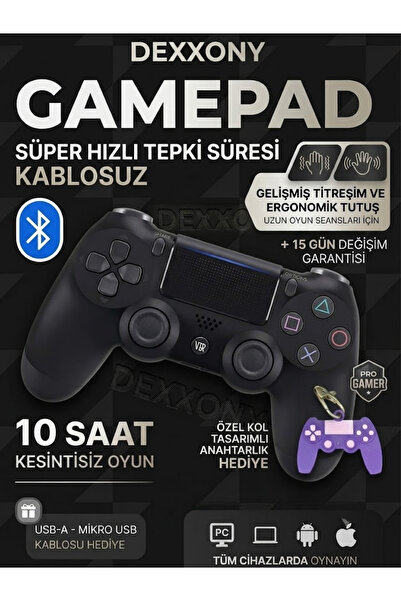 Dexxony Professionel PS4 Kolu Kablosuz PC Bilgisayar Uyumlu Bluetooth Gamepad...