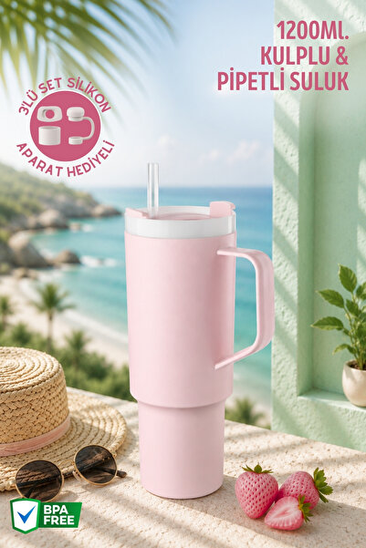 Nandy Home حجم كبير، 1200 مل، مع مقبض وشفاطة. زجاجة ماء وقارورة - هدية جهاز س...
