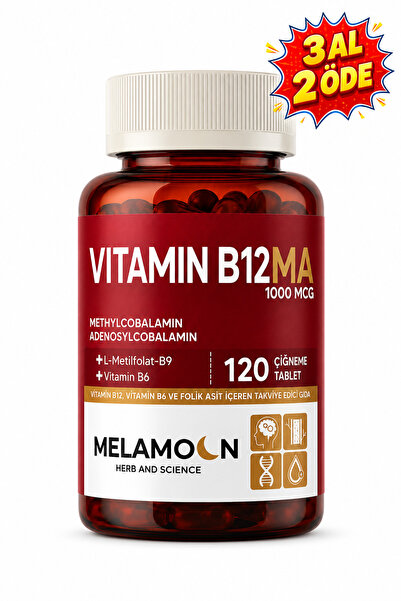 Melamoon B12, B6 Ve Folik Asit: Sinir Sistemi, Kan Oluşumu Desteği 1000mcg 12...
