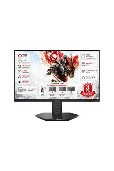LENOVO Legion 24-15 23.8" 0.5 ms 240Hz (2xHDMI+DisplayPort) IPS FHD WLED Pivo...
