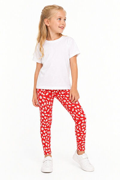 Dolce Destino Children's Tights - Red Ecru Patterned Seasonal Lycra Cotton Gi...