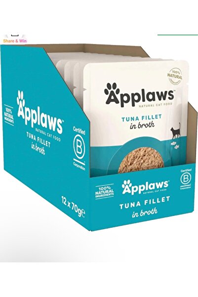 Applaws ابلاوز طعام رطب للقطط بالتونا فيلة بالمرق70غ في 12 ظرف