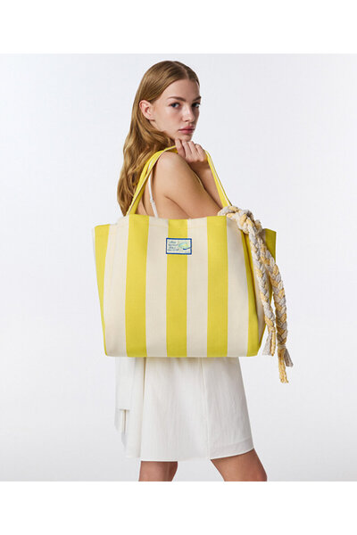 Twist PATCH'Lİ ÇİZGİ DESEN TOTE ÇANTA