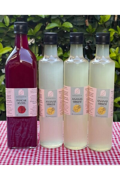 SHIMAYA Fit Paket ( 1 adet 1 lt Pancar Kvass 3 adet 500 ml Ananas Sirkesi)