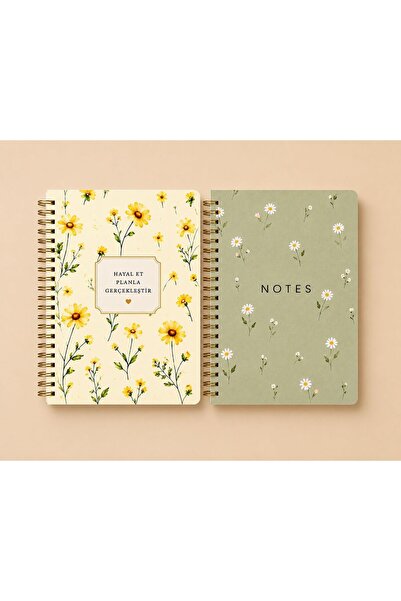 NİORE A5 Spiral Bound Lined 2-Pack Notebook Notepad, School Notebook 120 Sheets