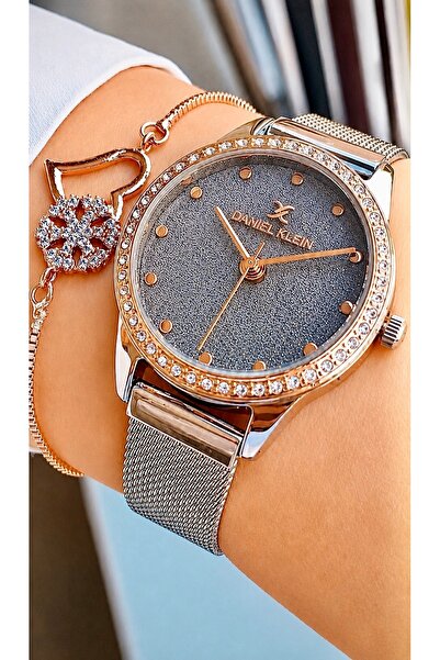 Daniel Klein Orjinal 2 Yıl Garantili Rose Gold Hasır Çelik Kordonlu Kadın Kol...
