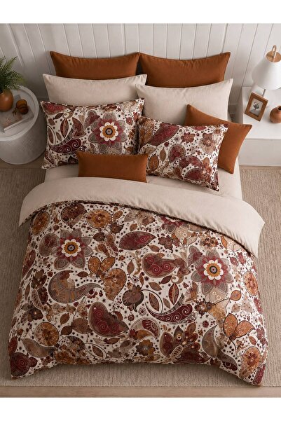 Sheri Home KIRÇİÇEK MODEL Çift Kişilik Nevresim (Yorgan Kılıfı+2 Adet Yastık ...
