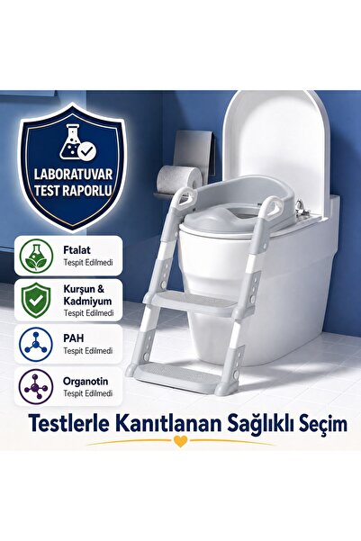 DEKOHOP Çocuk Merdivenli Klozet Adaptörü Yükseklik Ayarlı Pratik Tuvalet Eğit...