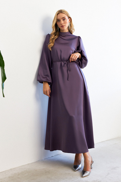 VAVİNOR Rochie de seară din satin cu mâneci bufante - Liliac