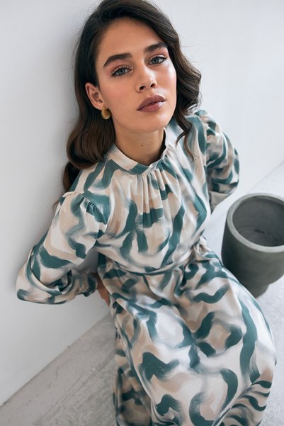 VAVİNOR Rochie cu model fin - Verde mentă