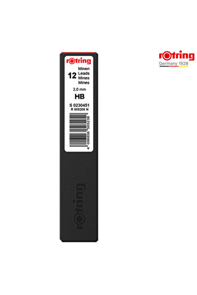 Rotring Set 10 mine creion 2.0mm HB cu Rezistenta Exceptionala la Rupere, pen...