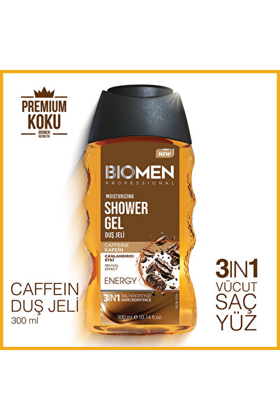 Biomen Energy Duş Jeli Kafein 3 in 1 Saç Vücut Yüz 300 ml