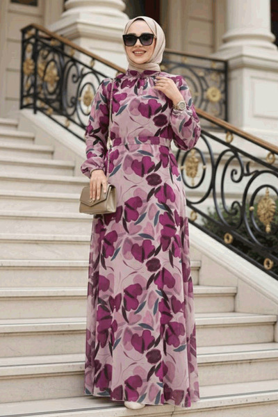 Neva Style فستان حجاب منقوش بالزهور 279901 مو