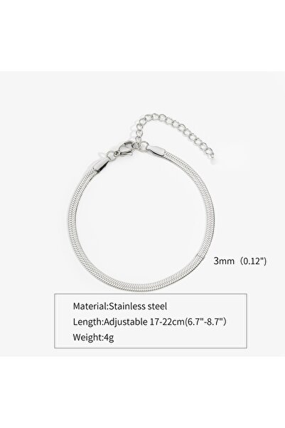 Choice 3mm Silver Color 3mm Silver Color Stainless Steel Flat Chain Bracelet ...