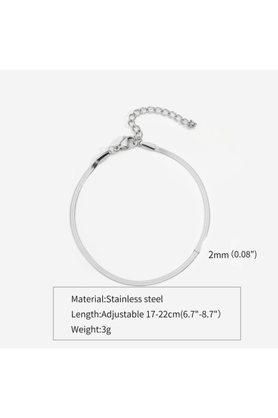 Choice 2mm Silver Color 3mm Silver Color Stainless Steel Flat Chain Bracelet ...
