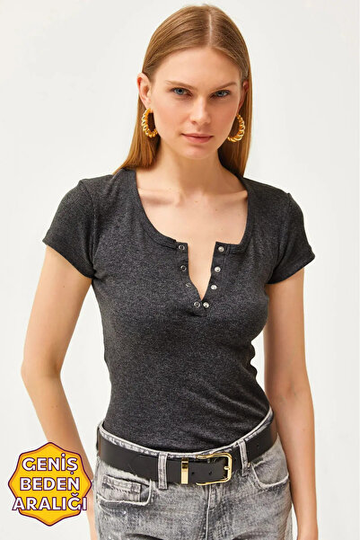 Olalook Γυναικεία Anthracite Snap Camisole Μπλούζα BLZ-19000171