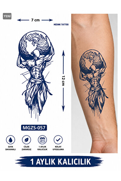 medink tattoo 1 Ay Kalıcı 24 Saat Sonra Kararan Atlas Dünya Geçici Dövme Tattoo