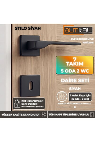 almital mobilya aksesuarları furniture accessories Stilo Siyah 5 Adet Oda 2 A...