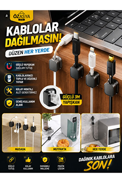 Özasya AVM Manyetik Kablo Düzenleyici Kablo Tutucu 6 adet