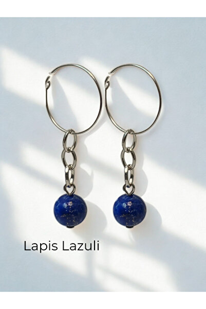 ayrestyle Natural Stone Dangle Women's Earrings 10 mm Hoop Silver Color 4-5 c...